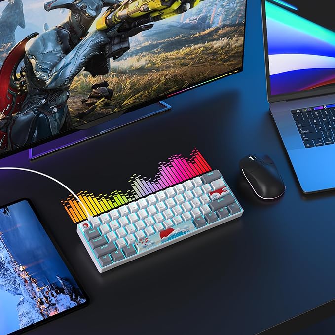60 Percent Gaming Keyboard 61 Keys Wired Mechanical Keyboard Ultra Compact Key Board Red Switch LED Backlit for Windows Laptop Gamer