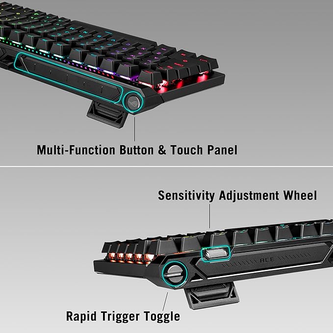 ASUS ROG Falchion Ace 75 HE Wired Analog/Hall Effect Gaming Keyboard – 75% TKL USB Hot Swappable HFX V2 Magnetic Switch Rapid Trigger 8KHz Polling ABS Keycap Carry Case Web-based Config - Black