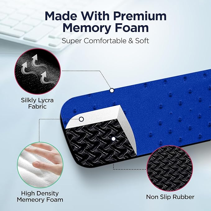 EdgeRest PostureUp L-Shaped Desk Long Wrist Rest Elbow Forearm &amp Wrist Comfort Support for Table or Desk Edge Non-Slip Memory Foam Padding Ergonomic Design for Work Universal Fit Blue