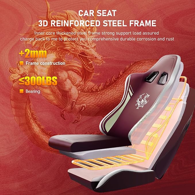 GTPLAYER Gaming Chair with Bluetooth Speakers and Footrest Dragon Series Video Game Chair Heavy Duty Ergonomic Esports Computer Office Chair (RED)