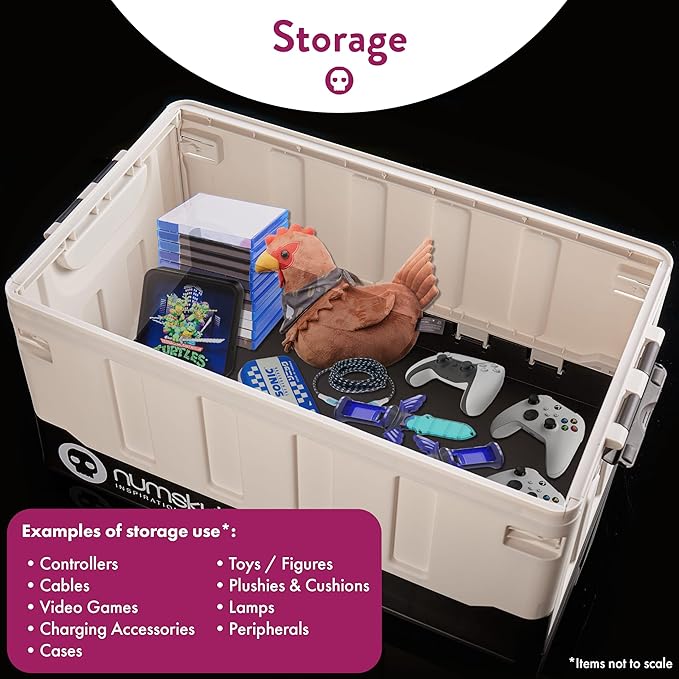 Numskull Xbox 2-in-1 Toy Storage Box &amp Folding Chair - Gaming Accessory Organizer with lid and handles for Family Rooms Official Microsoft Merchandise