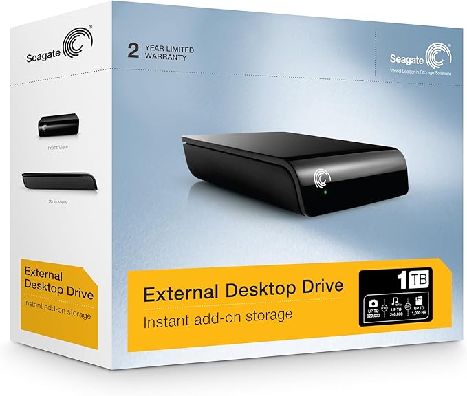 Seagate USB 2.0 External Hard Drive 1 TB USB 2.0 External Hard Drive ST310005EXA101-RK - Black