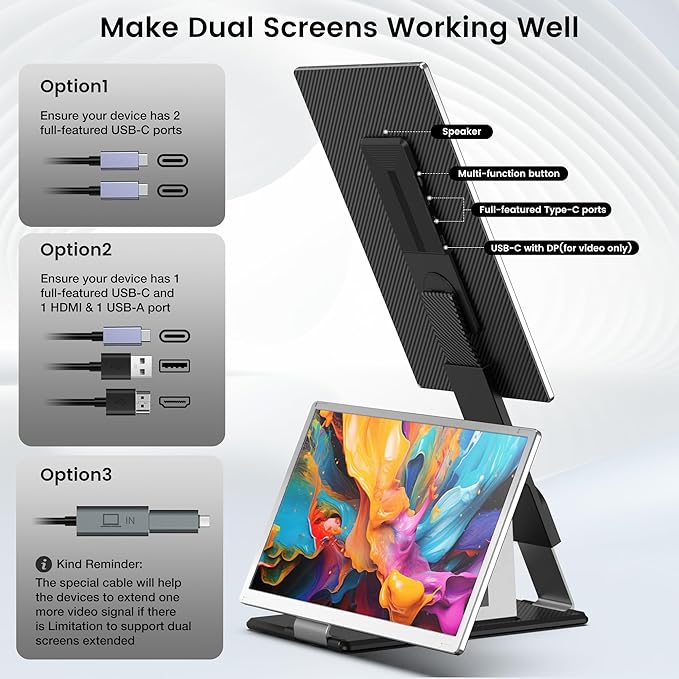 S6 Laptop Screen Extender | Silver | 15.6'' | FHD 1080P | 86% NTSC | Triple Laptop Monitor Extender | Working with Windows Mac DeX Chrome Desktop Mini PC