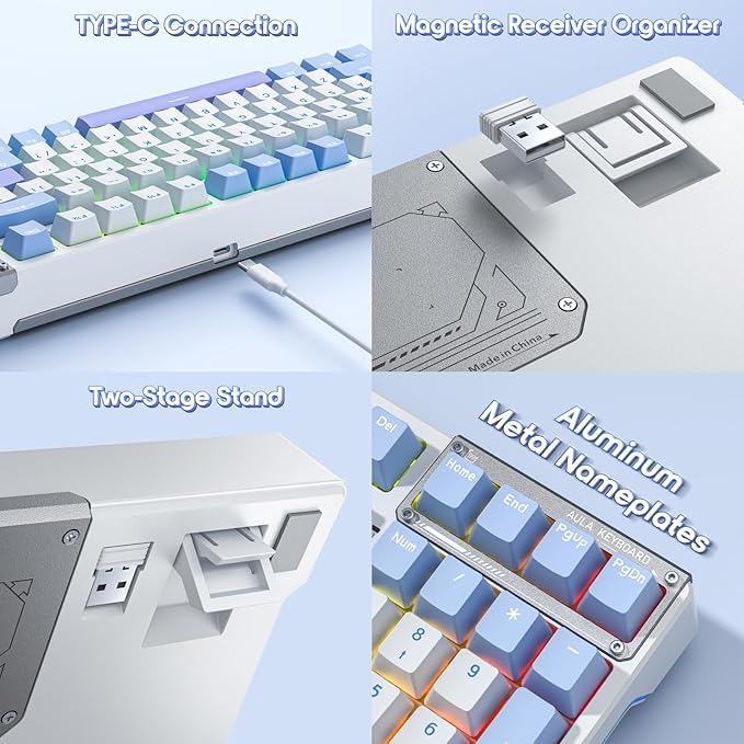 AULA Mechanical Keyboard Wireless Gaming Keyboards 99 Keys Tri-Mode BT5.0/2.4GHz/USB-C Hot Swappable Custom Creamy KeyboardRGB Backlit Computer Keyboards w/Pre-lubed Linear Switches Gasket Structure