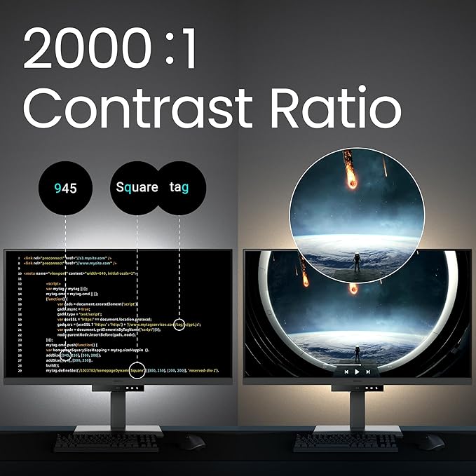 BenQ RD320UA 32” 4K 3840x2160 Programming Monitor with 2000:1 Contrast Ratio Nano Matte Panel MoonHalo 90W USB-C Coding Modes Night Hours Protection Ergonomic Stand and Eye-Care Technology
