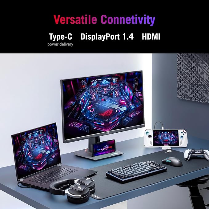 ASUS ROG Strix 27” QHD (2560x1440) HDR400 USB-C Gaming Monitor (XG27ACS) 180Hz1ms Fast IPS 133% sRGB Extreme Low Motion Blur Sync G-Sync Compatible DisplayWidget Tripod Socket 3 Year Warranty