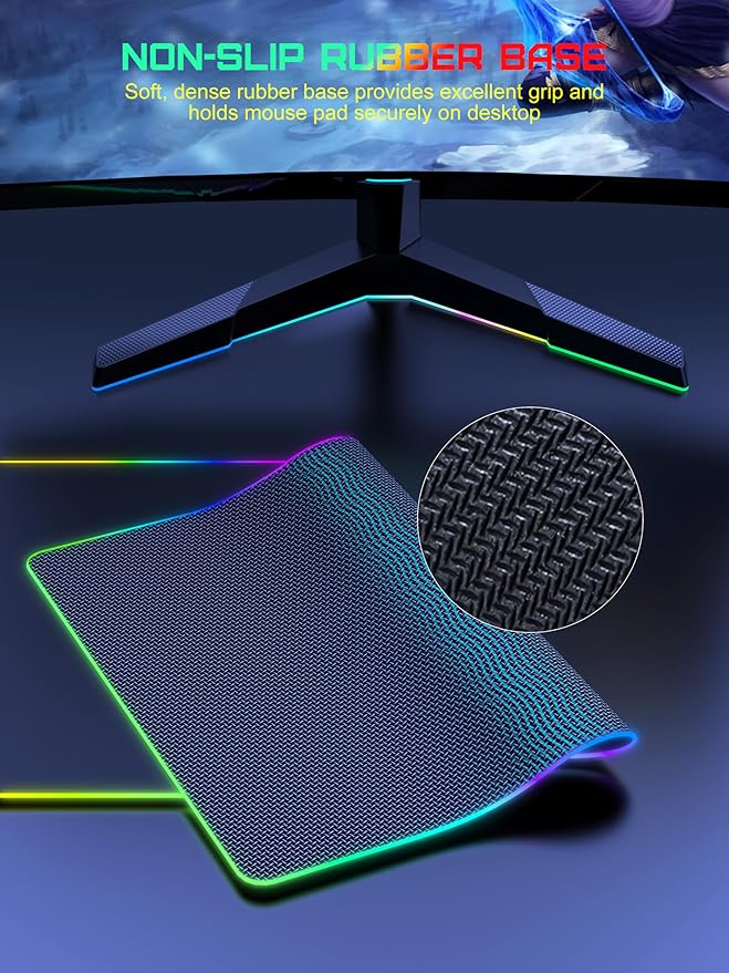 TopMade Wireless Charging RGB Mouse Pad Waterproof Gaming Desk Pad with 4 Light Modes &amp 11 RGB Colors Ultra-Smooth Surface Non-Slip Base 31.5x15.75 XXL Large Desk Mat for MacBook PC Laptop