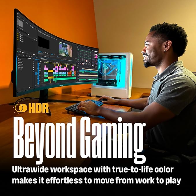 Westinghouse 49 Inch Curved Ultrawide QHD Gaming Monitor AMD FreeSync Premium Low Motion Blur R1800 Curve 5120x1440 for PC Games with Built in Speakers 2X DisplayPort 2X HDMI USB C