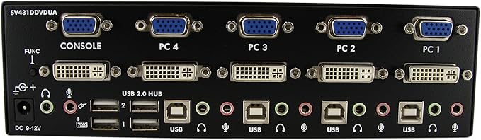 StarTech.com 4 Port DVI VGA Dual Monitor KVM Switch USB with Audio and USB 2.0 Hub TAA (SV431DDVDUA)