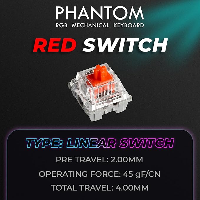 TECWARE Phantom+ Elite 87 Mechanical Gaming Keyboard | RGB LED Backlit | Hot Swappable Wraith Red Switches | 87 Key TKL Layout | Thocky Sound Profile | Tri-Mode Wireless Bluetooth/2.4GHz | White