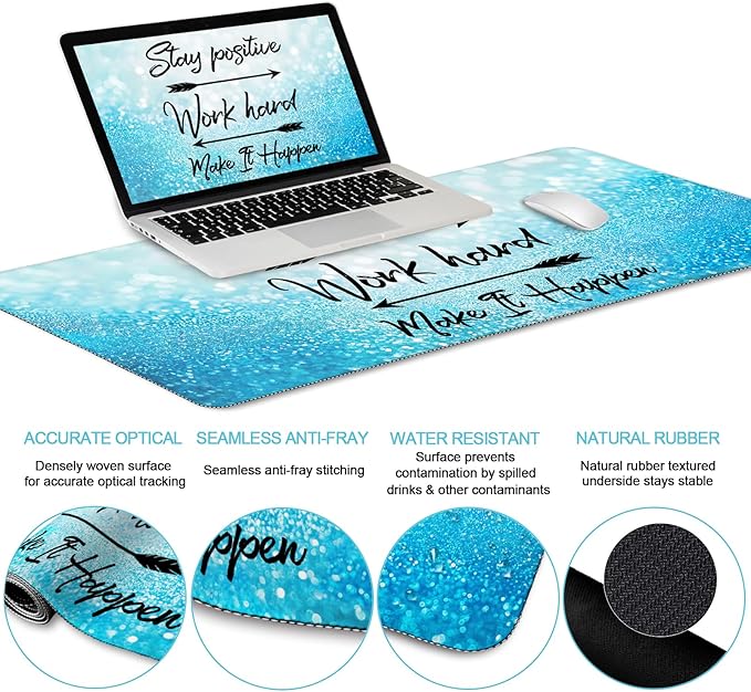 Desk Mat Pad XXL Large Gaming Mouse Pad with Wrist Rest Wrist Support Ergonomic Mouse Pad Keyboard Wrist Rest Coaster Home Office Desk Accessories Decor Supplies Stay Positive