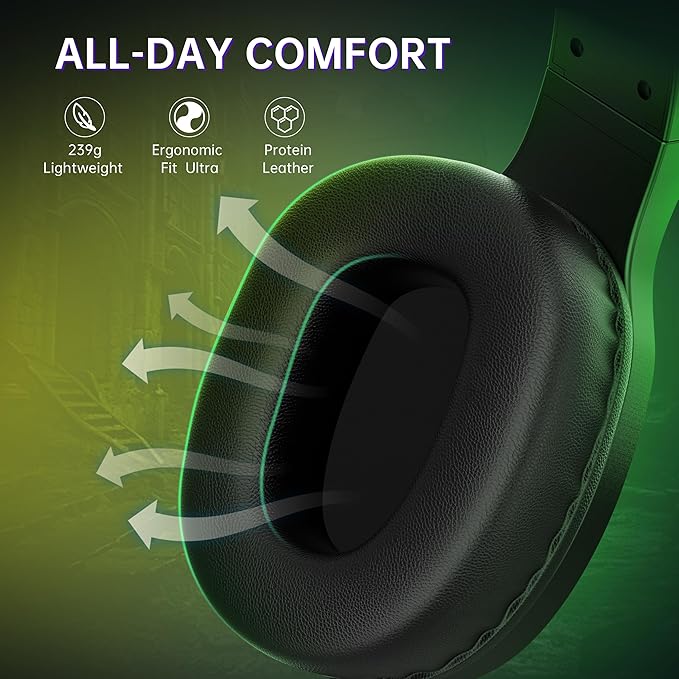 AOC Wireless Gaming Headphones with Bluetooth 5.4 &amp USB-C for PS5/4 Nintendo Switch PC Laptop 2.4GHz Gaming Headset with Mic 20ms Latency 45H Playtime 7.1 Virtual Surround- Glossy Black