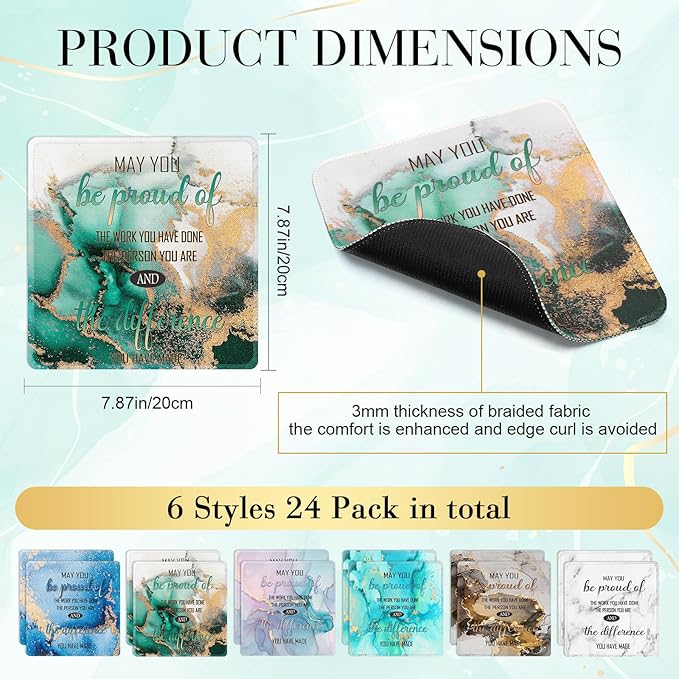 Kanayu 24 Pcs Medical Assistant Gifts Employee Appreciation Mouse Pads Bulk Employee Thank You Gifts for Coworker May You Be Proud Mouse Pad Marble Mousepad for Teachers Nurses Staff