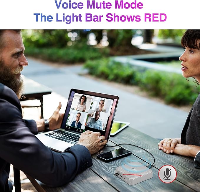AVLT USB-C Speakerphone Hub 360° Omnidirectional Sound Conference Microphone with PD 85W Charging 5Gbps Data Transfer 4K HDMI Output Portable and Space-Saving for Meetings