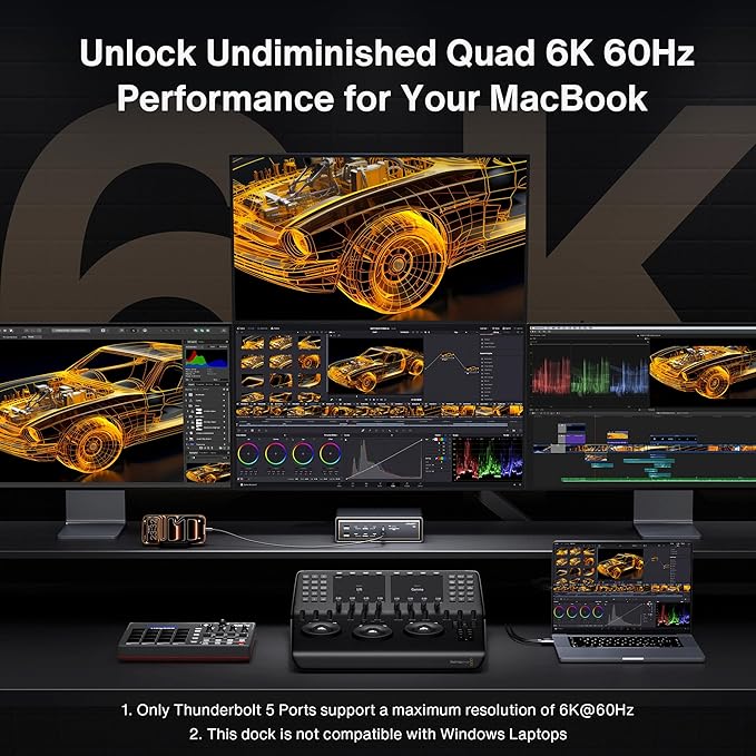 iVANKY 26-in-1 FusionDock Ultra for Dual Thunderbolt 5 Chips 10GbE MacBook Docking Station Quad 6K/Triple 8K Display Dock for Mac M1-M5 Pro/Max 120Gbps 240W (Incompatible with Windows)