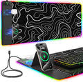 Mouse Pad with Foldable Phone Holder &amp Wireless Charger XXL RGB Gaming Mousepad 31.5x15.8 Large Desk Mat for Keyboard Black Desk Pad with Dual Qi Charging Station | 11 Colors 5 Modes | Waterpr