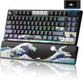 Womier 75% Wireless Mechanical Keyboard with Color Multimedia Screen Anime Gaming Creamy Keyboard 3-Modes Hot Swappable Kanagawa Theme Key Board w/Wrist Rest Gasket RGB Custom for Mac/Win (SK80 PRO)