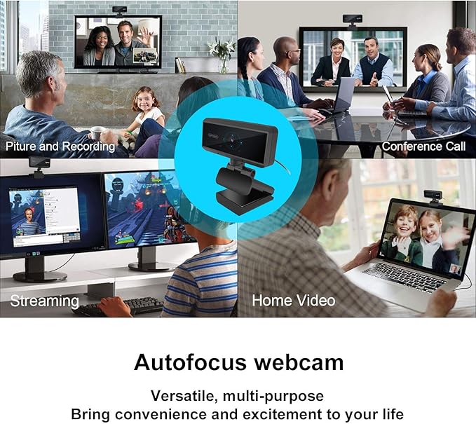 1080P HD Webcam with Microphone Streaming Computer Web Camera with 100-Degree Wide View Angle USB PC Webcam for Video Calling Recording Conferencing