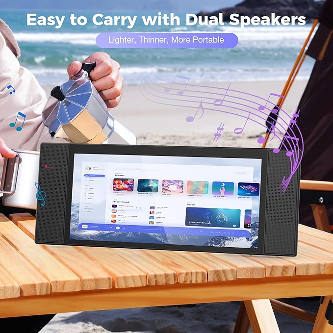 Laptop Screen Extender 12.3 IPS FHD High Brightness 600CD/㎡Gaming Monitor with Foldable Kickstand/Dual Speakers Travel Touch Screen Monitor for Windows Mac PC Laptop Phone PS5/Switch