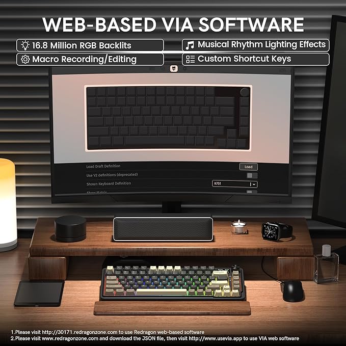Redragon K751 75% Wireless Mechanical Gaming Keyboard for PC/Mac Bluetooth 5.0/2.4GHz/USB C Wired Creamy Keyboards with Screen/Knob/RGB/Backlit/Linear Switches Hot Swappable Gasket (Retro Brown)