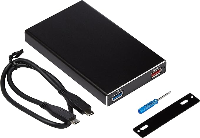 SilverStone Technology 2.5 Hard Drive / SSD Enclosure with USB 3.1 Gen 1 Type-C Port Power Delivery up to 60 Watts and USB Type-A Hub TS15B