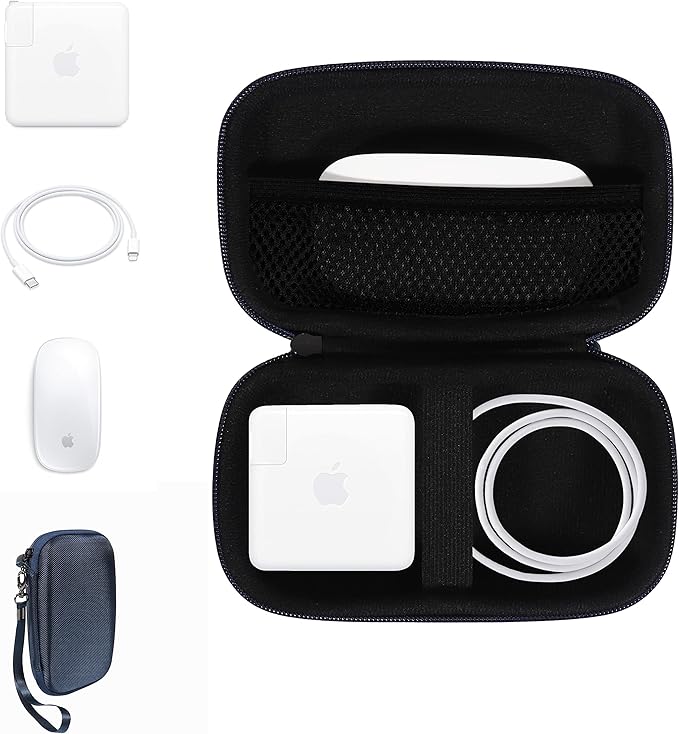Alltravel All in one case for MacBook Accessories MacBook MacBook Pro Air Charger 45W/60W/100W MagSafe 1/2 Magic Mouse 1/2 Lightning Cord USB Hub Type C Hub (Blue)