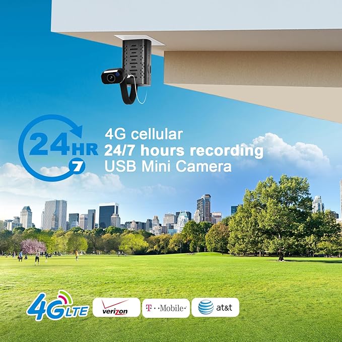 4G USB Wifi Camera with 300M SIM CardNo Wi-Fi NeededHD2K Smallest Wireless Wifi 4G USB CameraMotion Alert with App Live StreamingMotion DetectionNight VisionCloud Storage for iOS/Android APP