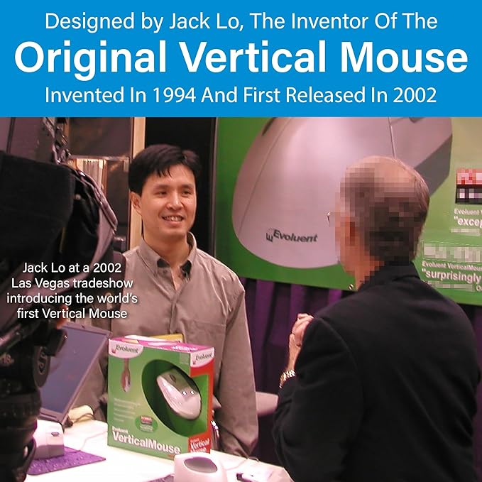Evoluent – Inventor of The Vertical Mouse – VMDMW Ergonomic Vertical Mouse Right Hand Med USB Wireless Sculpted for Comfort Reduces Wrist Strain 4 Speeds 6 Customizable Buttons in Windows