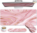 Pink Desk Mat Desk Mat for Mouse Computer Mats Rose Gold Mouse Pad and Keyboard Wrist Rest Memory Foam Wrist Rest for Mouse (Rose Gold Pink)