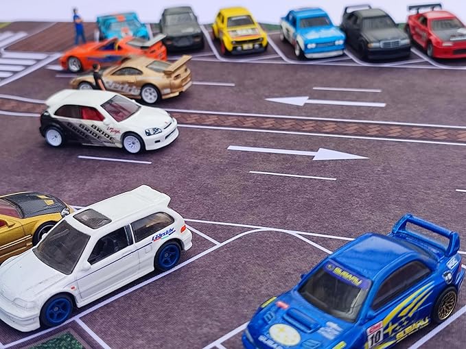 XXL 1/64 Scale Parking Lot Mouse Pad 90x40cm Non-Slip Rollable Desk Mat | Large Diorama Playmat for Hot Wheels Matchbox Mini GT Tarmac Inno64 and Diecast Car Collectors Kids and Gamers