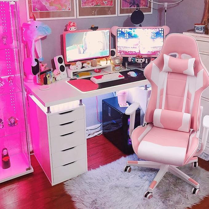 WANYE Gaming Chair Adult Gaming Chair Cheap Gaming Chair Ergonomic Gaming Chair Reclining Office Chair Pink