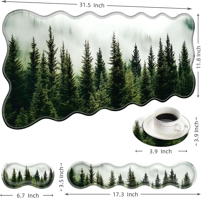 Large Mouse Pad and Keyboard Wrist Rest Desk Pad for Keyboard and Mouse 4-in-1 Large Gaming Mouse Pad with Wrist Support Desk Mat for Home Office Study Game-Forest