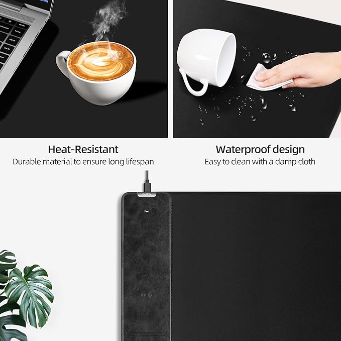 ExtreLife Wireless Charging Mouse Pad Gaming Mouse Pad with Ultra-Smooth Surface 31.5”x15.75” Large Desk Mat Non-Slip Rubber Base Waterproof Computer Keyboard Pad for Gaming MacBook Laptop Desk