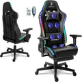 TBQATNTS Gaming Chair Computer Chair with Footrest and Lumbar SupportRGB Computer Chair with Massage Function and SpeakersHeight Adjustable Game Chair for Office or GamingBlack