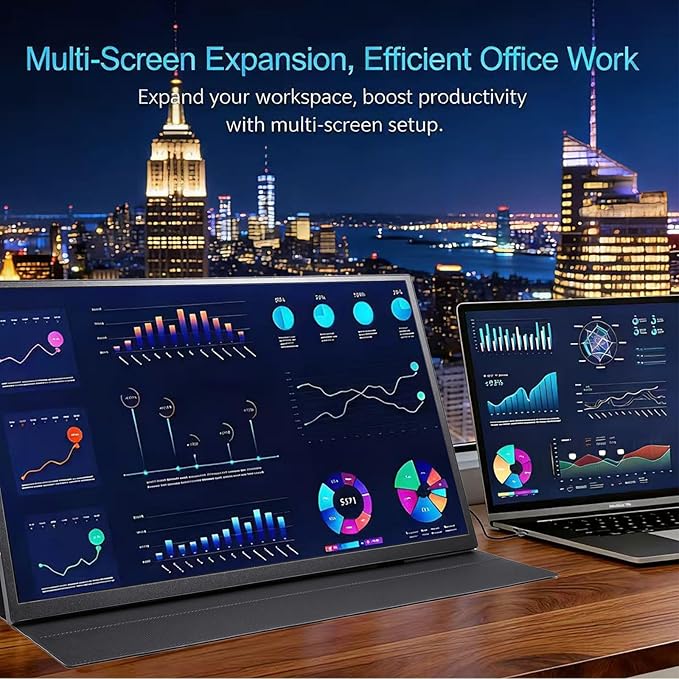 Large 18.5 Inch Portable Monitor 120Hz IPS FHD 1080P USB-C HDMI Display with Kikstand and Sleeve Case &amp VESA Mount 125% sRGB Ultra-Slim Second Screen for Laptop/PC/PS5/Switch – Built-in Speaker
