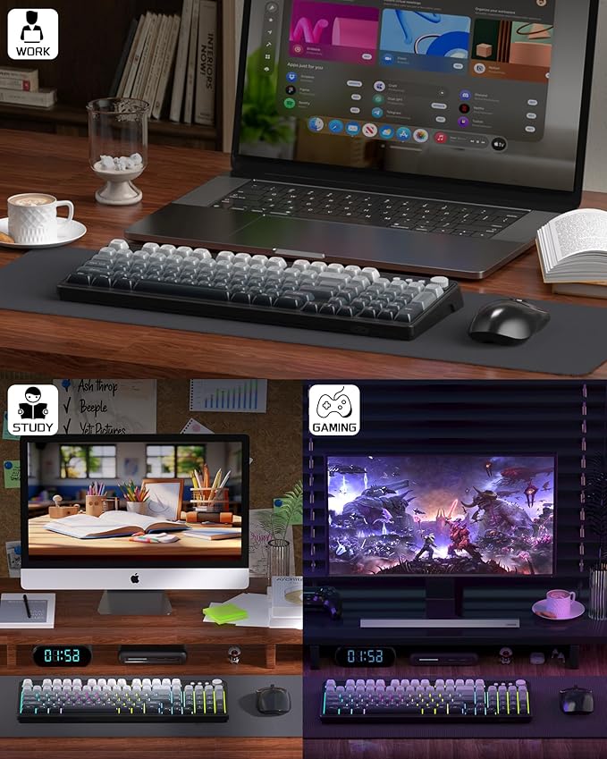 MageGee Wireless Gaming Keyboard and Mouse Combo V560 RGB Backlit Rechargeable Mechanical Feel 2.4GHz Quiet Blue White Purple Keyboard Mouse for Mac Laptop PC Gamer