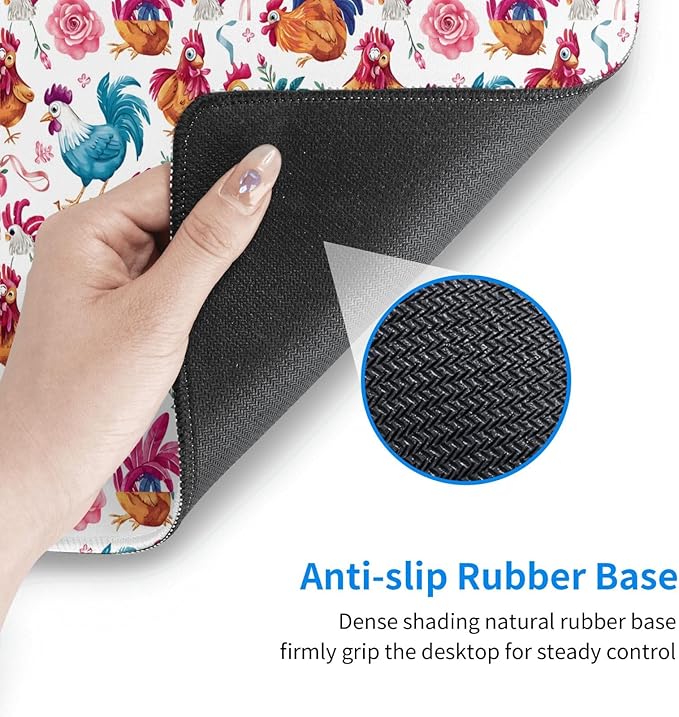 Chicken Flower Pattern Mouse Pad Non Slip Large Desk Keyboard Mat Gaming Protection Pad 16X29.5 Inch