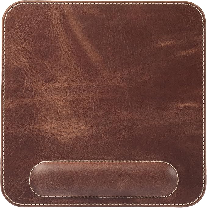 Londo Top Grain Leather Mouse Pad with Wrist Rest – Ergonomic Support Non-Slip Base Smooth Surface