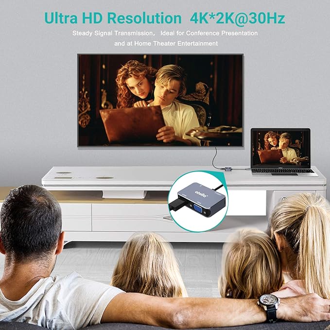 Atolla USB C to HDMI 4K@30Hz Adapter - 1080P VGA &amp USB 3.0 High Speed Ports + 60W PD for MacBook Pro &amp More Type C Devices