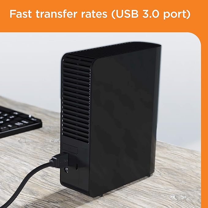 Western Digital 8TB Elements Desktop External Hard Drive USB 3.0 external hard drive for plug-and-play storage - Western DigitalBWLG0080HBK-NESN Black