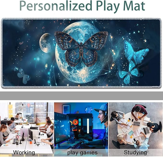 Large Gaming Mouse Pad + Keyboard Wrist Rest + Wrist Support + Coaster Set Memory Foam Ergonomic for Easy Typing XXL Extended Gaming Mouse Pad Table Pad - Selenophora Sibirica