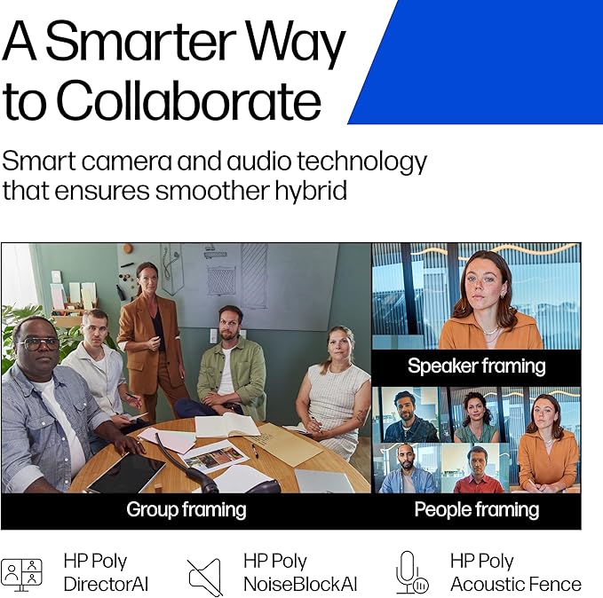 Poly Studio V12 – USB Video Bar for Small Rooms - 4K 20MP Camera AI-Enhanced Audio Noise Cancellation Poly Lens Management - Microsoft Teams Zoom &amp Google Meet Compatible - Thoughtfully Made