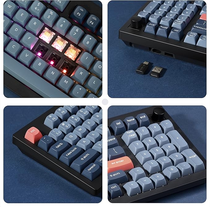 Keychron V5 Max Custom Wireless Mechanical Gaming Keyboard with Number Pad 96% Layout QMK/VIA 2.4 GHz/Bluetooth 5.1/Wired RGB Backlit Hot-Swappable Gateron Banana Switch for Mac Windows Linux