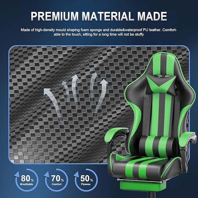 Ferghana Gaming Chairs with FootrestMassage Gamer ChairChristmasXmas GiftPC Game Chair for Adults Teens for Live Streaming Room