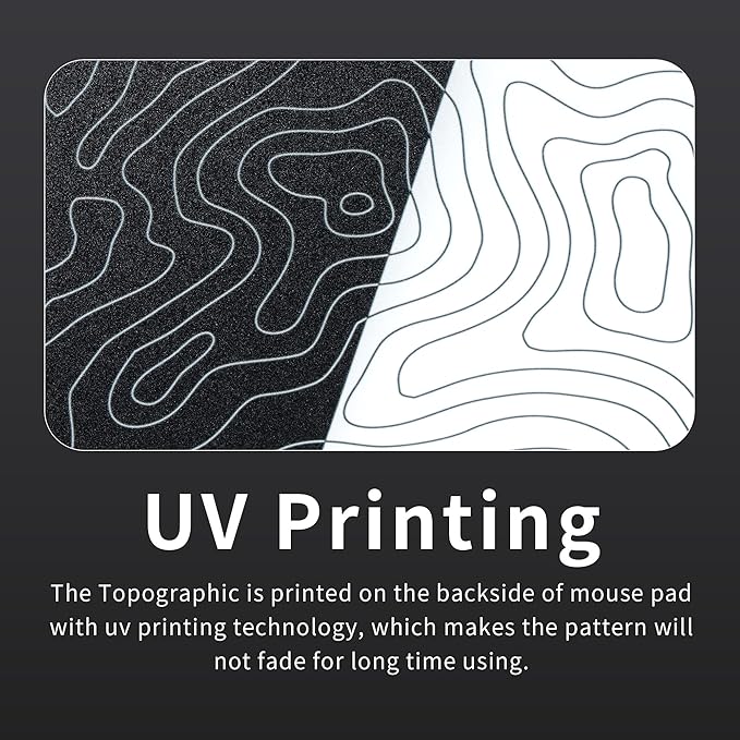 XVX Glass Mousepad for Gaming Topographic Hard Gaming Mouse pad Professional Large Mouse Mat 410mm*310mm Special Glass Surface with Improved Precision and Speed