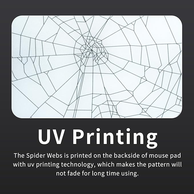 XVX Glass Mousepad for Gaming White Spider Webs Hard Gaming Mouse Pad Professional Large Mouse Mat 410mm*310mm Special Glass Surface with Improved Precision and Speed