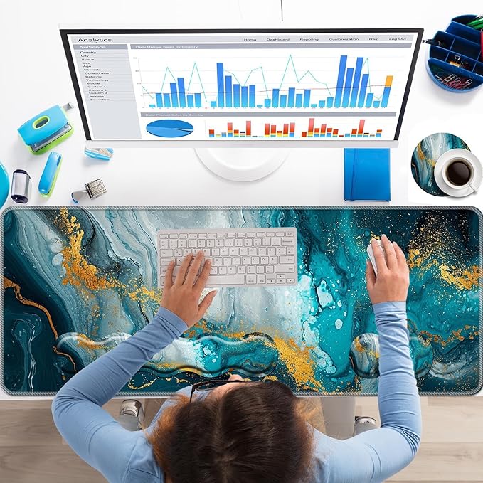 Keyboard Wrist Rest+Mouse Wrist Pad+Desk Pad SetMemory Foam Ergonomic Easy Typing Pain Relief for Computer Laptop Office Home - Marble