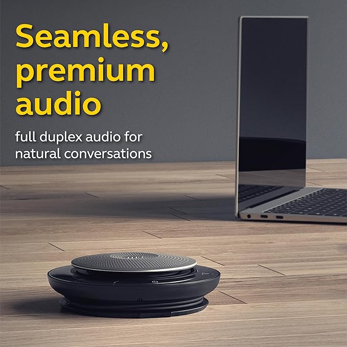 Jabra Speak 750 UC Wireless Bluetooth Speakerphone with Link 370 USB Adapter – Portable Conference Speaker for Holding Meetings Anywhere with Premium Audio - Certified for Zoom &amp Google Meet