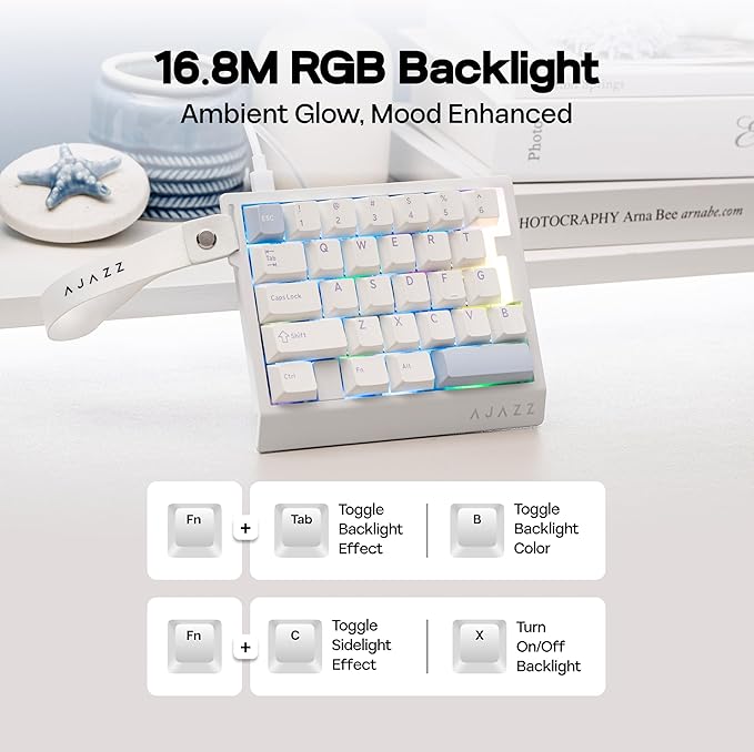 MechLands AJAZZ AK029 One Handed Gaming Keyboard 8Khz Polling 29 Keys Rapid Fast Wired Keyboard SOCD &amp DKS Magnetic Switch Adjustable Actuation RGB Backlits Aluminum Plate (White)