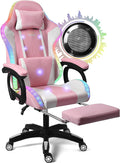 RGB Gaming Chair with Massage Footrest and Dual Speakers Racing Computer Chair with Lumbar Support and Headrest for Adults Teens and Kids Enhance Gaming Experience!